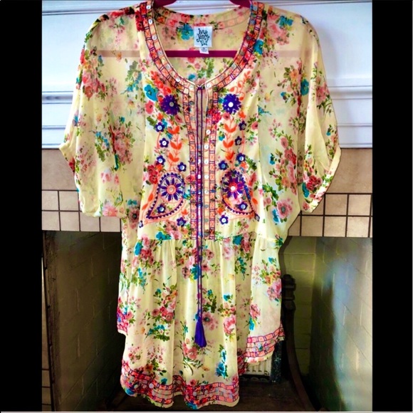 Floral Yellow Women's Top - Picture 1 of 5